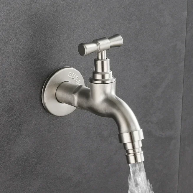 

Садовый кран из нержавеющей стали 304, настенный, матовый, для улицы, для умывальника, для швабры, G1/2'', аксессуары для ванной комнаты