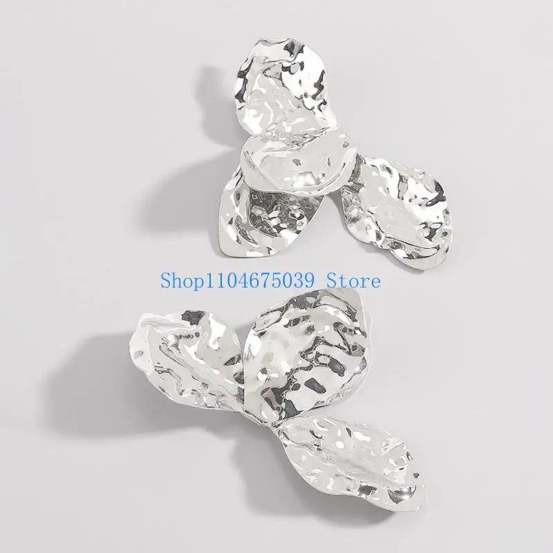 

5asd Handmade Petal Earrings Textured Earrings Stylish Ear Accessory Pendant Earrings