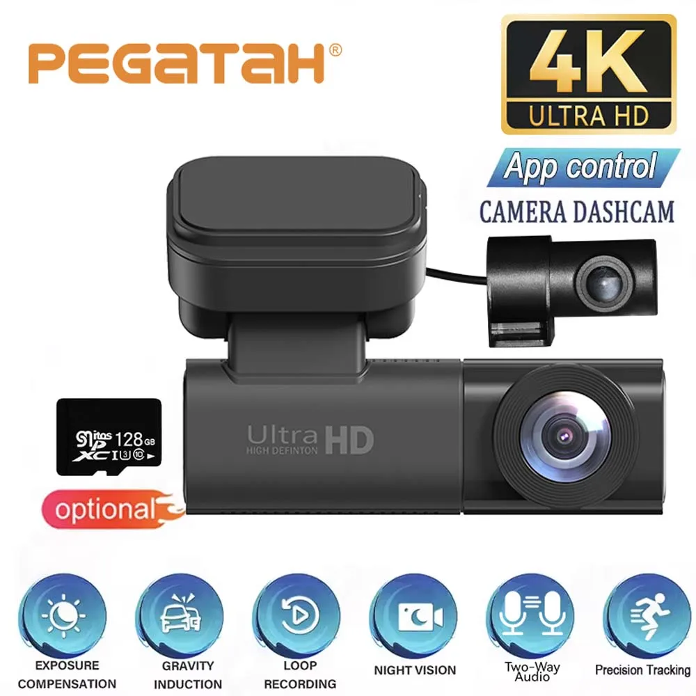 PEGATAH 4G Dual Dash Cam GPS Mini CAR DVR Front 4K Dual Lens Car Camera 24H Parking Monitoring Black Box