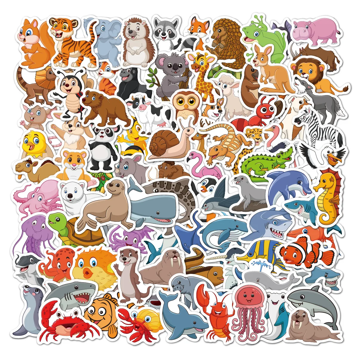 Kids Cartoon Animal Stickers Waterproof Cute Forest Decals for Skateboard Laptop Suitcase Durable Playful
