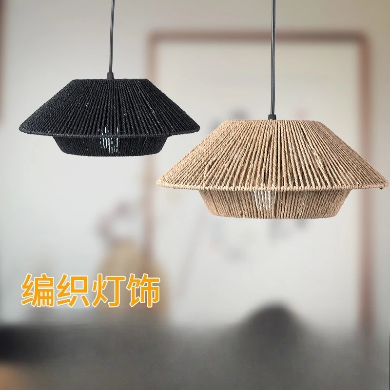 

Natural paper rope lampshade hand-woven modern simple hotel restaurant chandelier