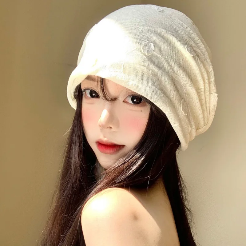 

Vintage Artistic Style Turban Hats for Women Embroidered Flowers Versatile Pullover Beanie Spring Summer Fashion Accessory