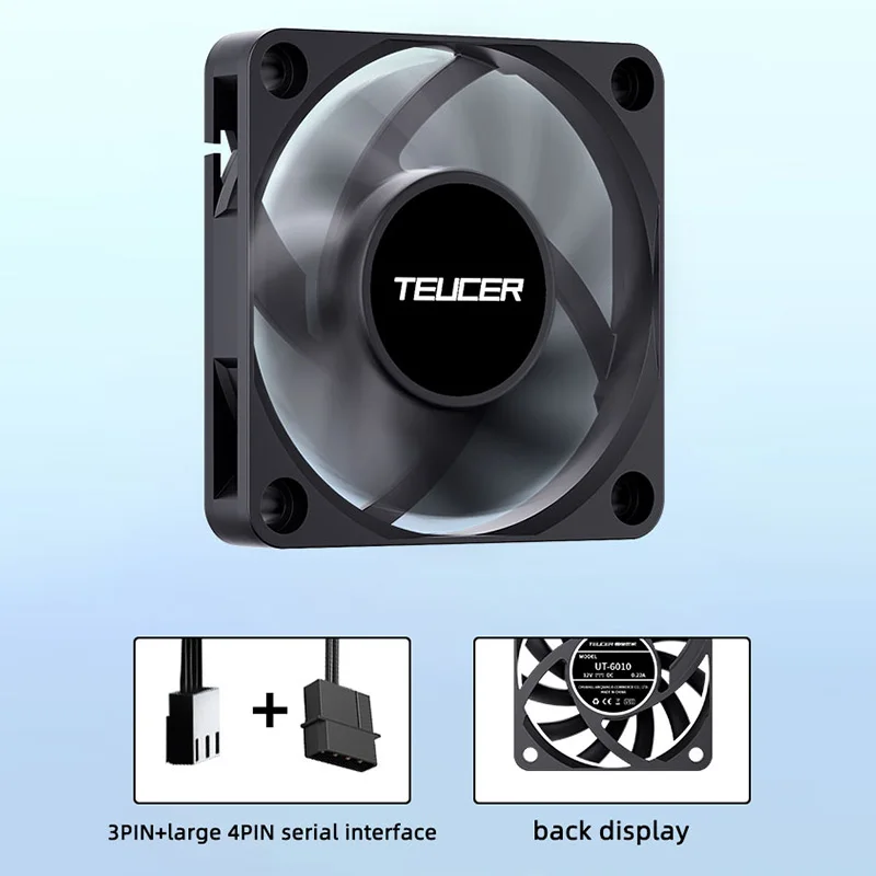 TEUCER UT-6010 6 cm Ultra Dunne Koelventilator 12 V 4PIN PWM Stille Grote Uitlaat Volume Ontwerp 10mm Dikte PC Case Fan Voor Gamer