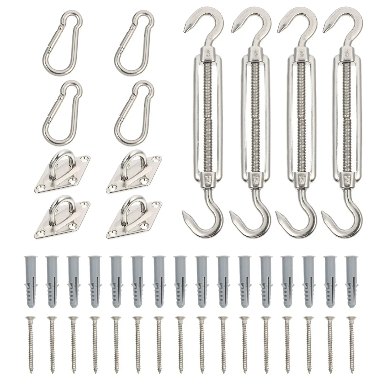 Shade Sail Mounting Kit Stainless Steel Spring Hooks Multi Functional Camping Awning Fixing Buckles Windproof Sunshade Tools