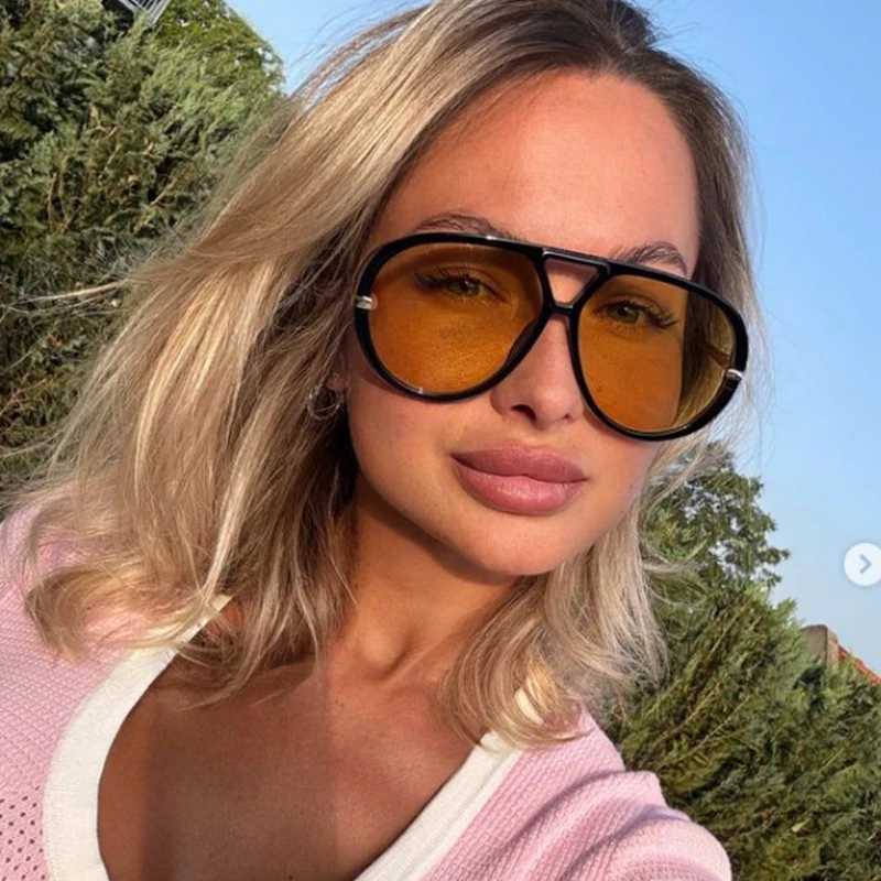 New Round Large Frame Sunglasses Retro Literary INS Style Street Photography Sunglasses Personalized Fashion Toad Sunglasses