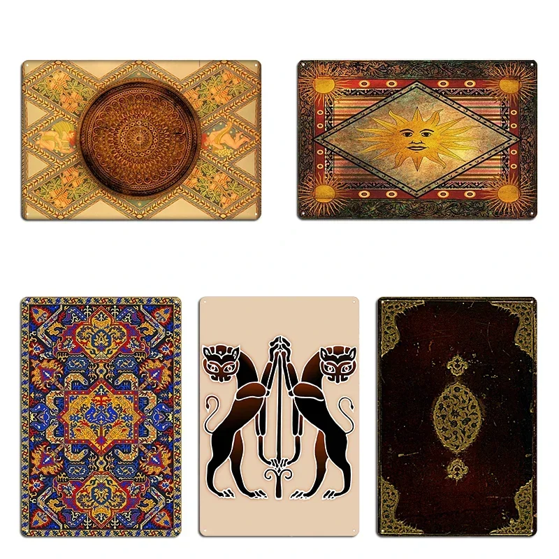 Fisher Building's Hand Painted Ceiling and Medalion Armenian decoration Art  Metal Pub Mural Design Wall Plaque Tin Sign Poster