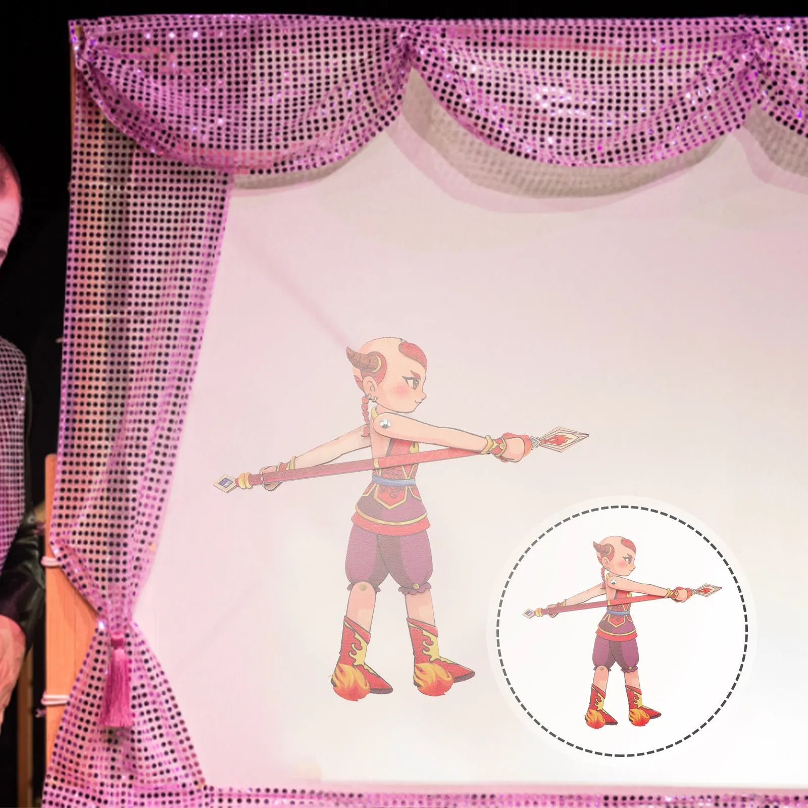 

Chinese Traditional Shadow Wooden Hand Puppet Kindergarten Educational Performance Prop DIY Storytelling Puppet Shadow