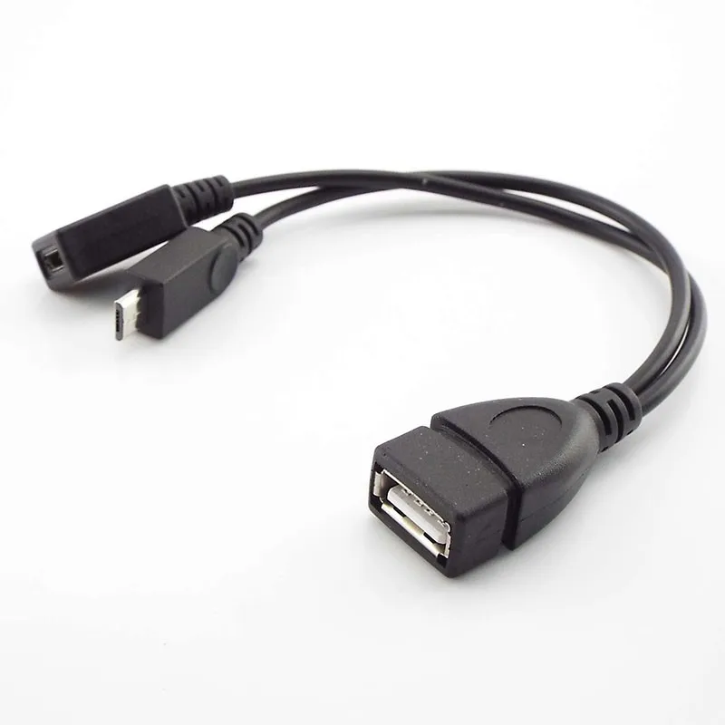2 in 1 OTG Micro Usb Host Power Y Splitter Usb Adapter to Mirco 5 Pin Male Female Micro USB Port OTG Charging Cable B5