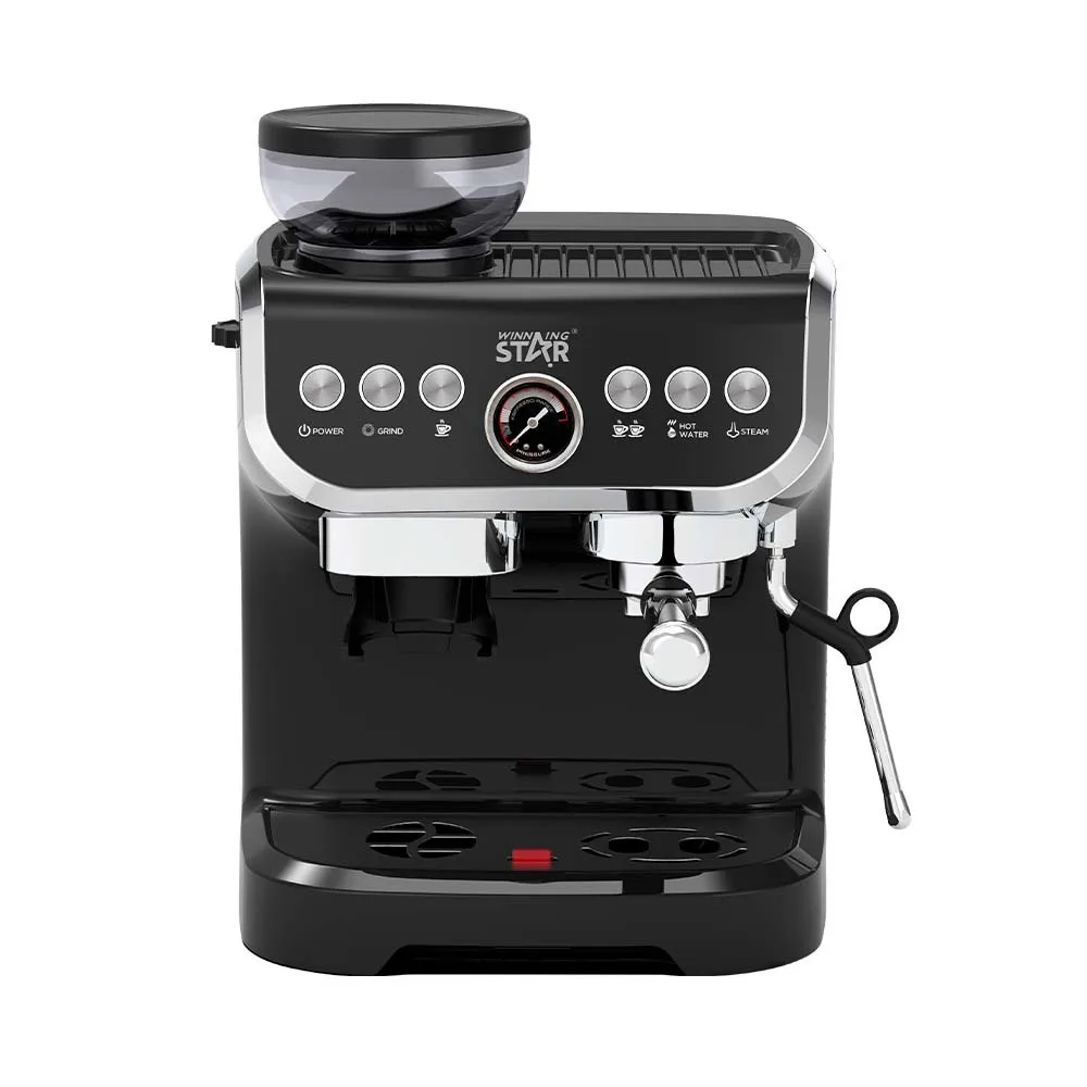 عرض ساخن لعام 2025 ماكينة طحن منزلية شبه أوتوماتيكية متكاملة من Winningstar مع ماكينة قهوة رغوة الحليب بالبخار