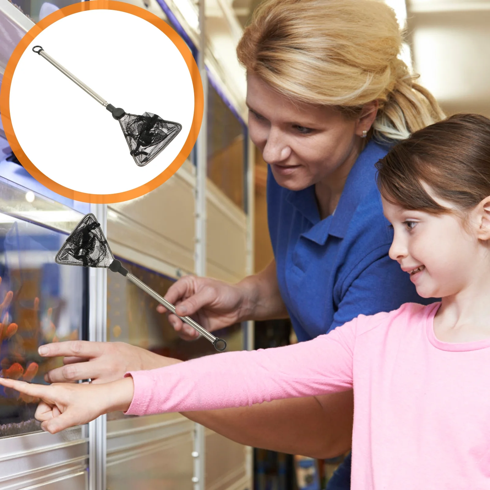 

Aquarium Fish Net with Extendable Handle Mesh Skimmer for Shrimp Small Fish Safe Gentle Cleaning Tool for Tank Maintenance