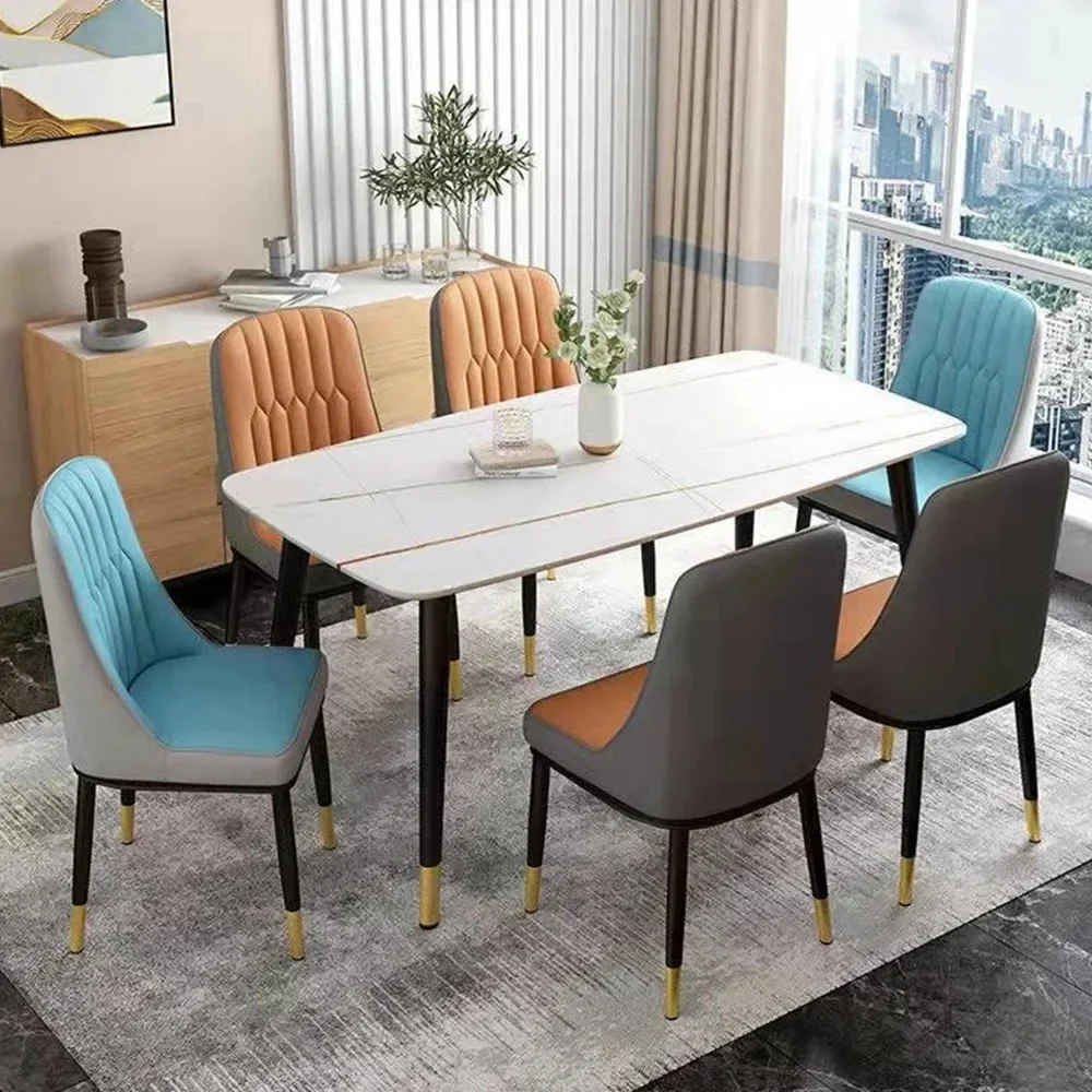 Dining Chairs 2PCS With Backrest Nordic Style Restaurant Household PU Leather Dining Chairs Modern Room Chair Soft Pack Chair