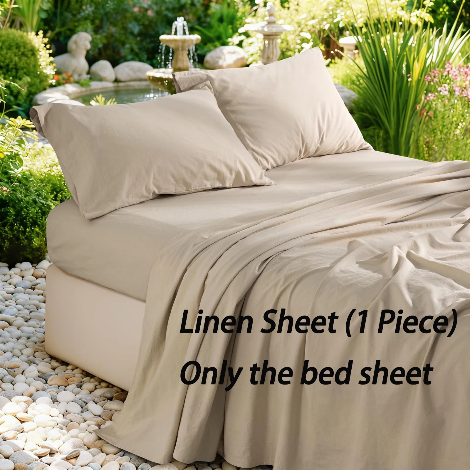 Drap en lin pur français 100% (1 pièce), respirant, doux et durable, drap en lin pur anti-déchirure pour toutes les saisons