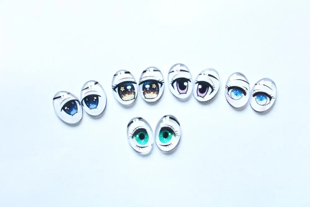 5pairs/lot  exclusive design 10x14mm 13x18mm 18x25mm oval glass comical  eyes flat back for kids toy diy --style option