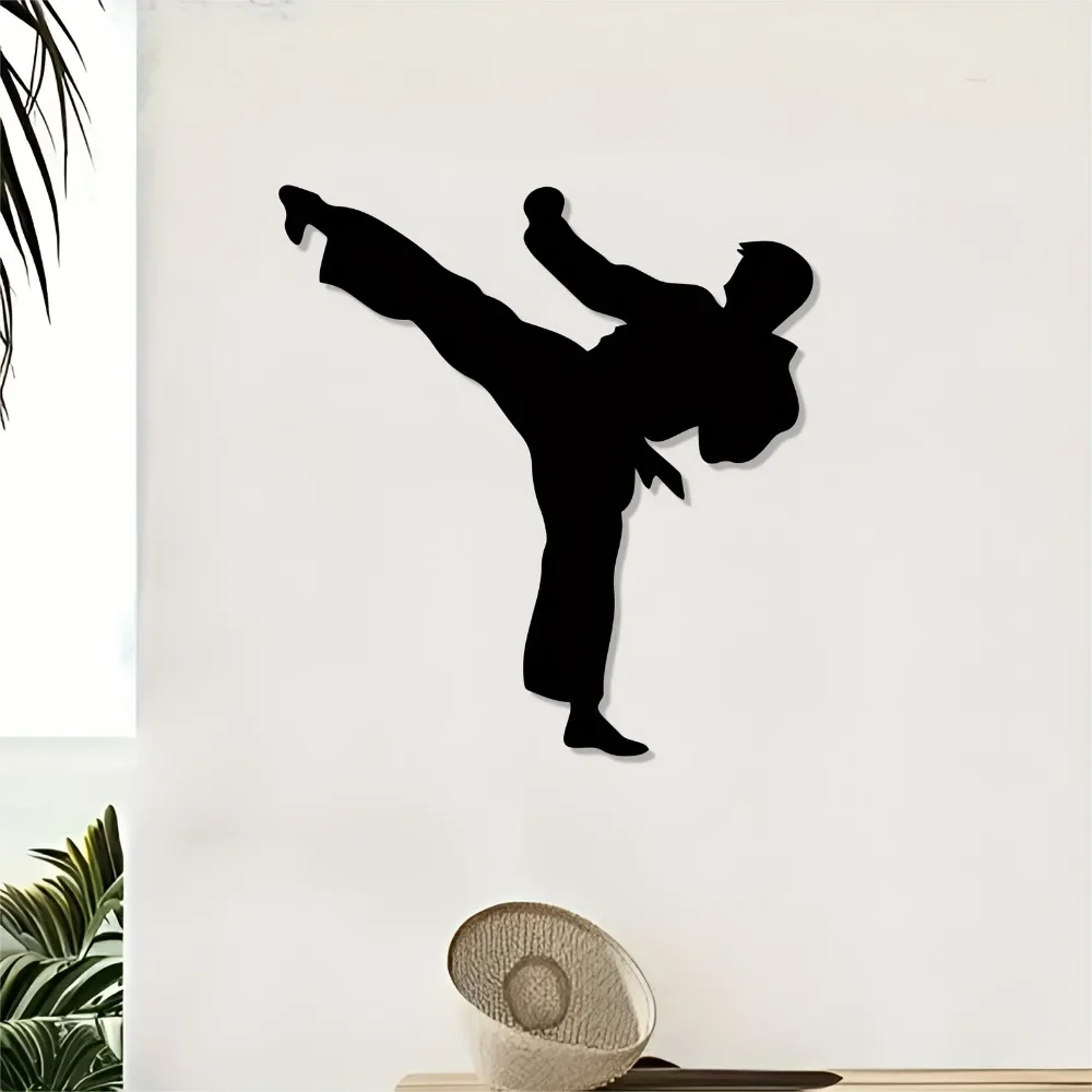 CIFBUY Metal Wall Art Taekwondo Silhouette Decor Dynamic Martial Arts Design for Bedroom Living Room Kids Room Home Office