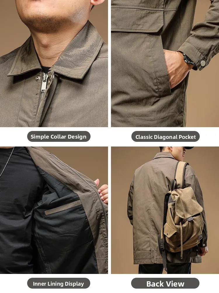 Jiyan Men's Jaet Trendy Brand New 2025 Haome Busin Casual Mid-Length Coat Spring Autumn Turn-down Collar Men's Outerwear