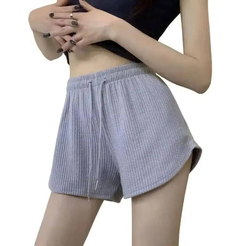 

Women Shorts Summer High Elastic Lace Up Drawstring Wide Leg Sweat Short Fitness Running Shorts Loose Casual Large Sports Pants