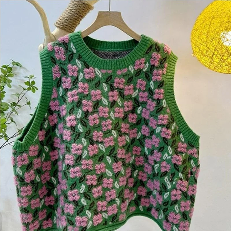 Loose Knitted Vest Women's Spring Autumn 2025 New Lazy Style Korean Version plus Size Match All Inner Wear Long Length