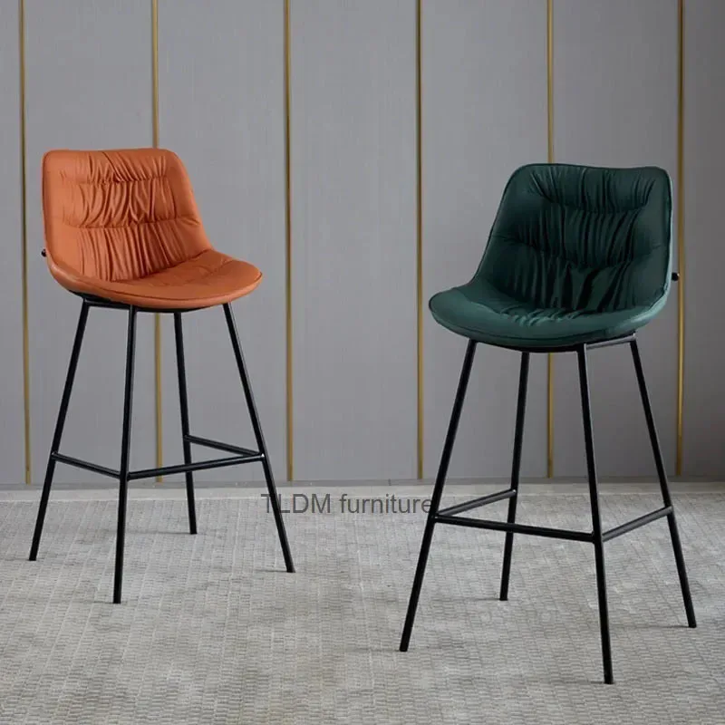 

Scandinavia Leather Bar Chairs for Bar Furniture Backrest Chair Modern Minimalist Designer Light Luxury Dining Room Bar Chair