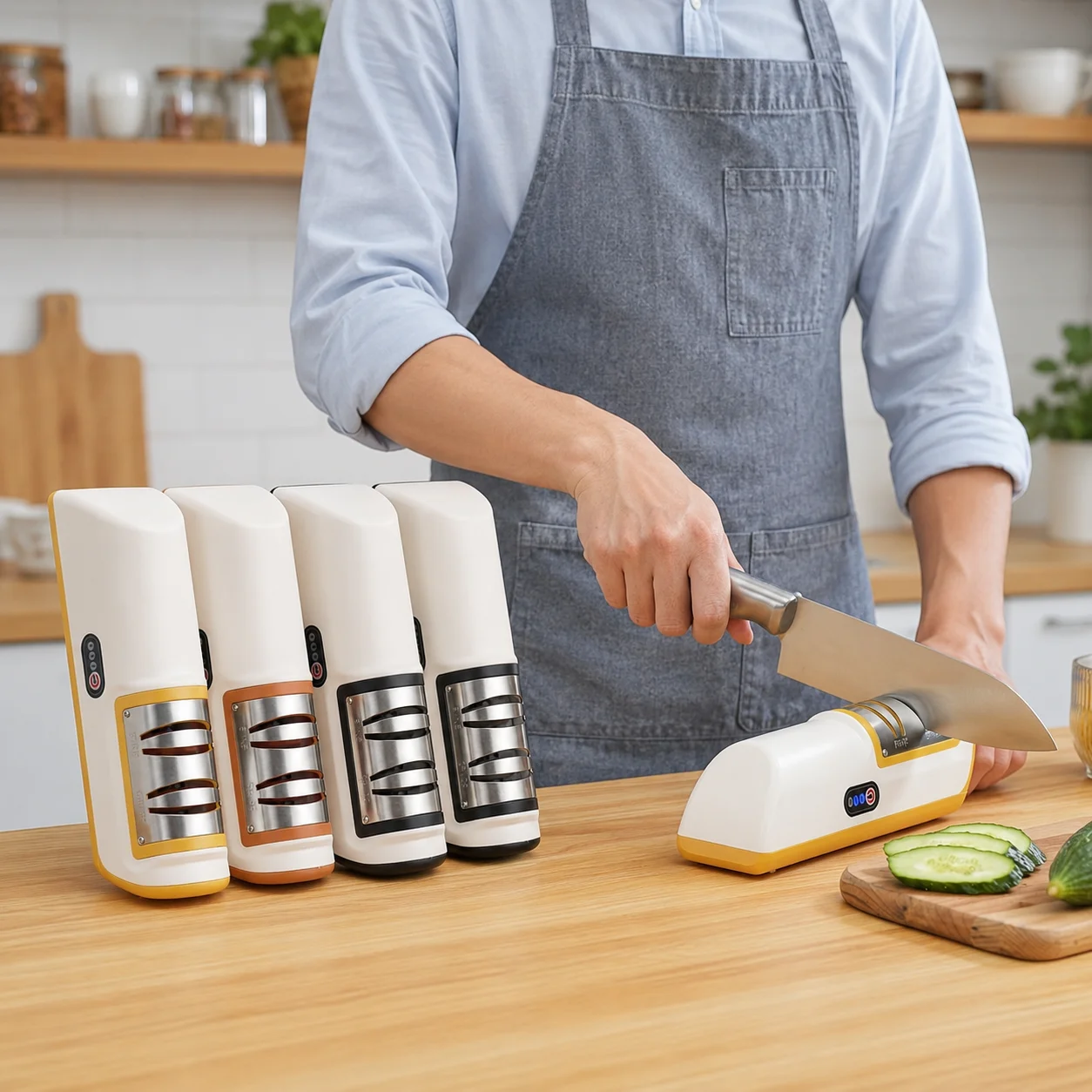 Electric Knife Sharpener, Multifunctional Fully Automatic, Household Knife Sharpener, Suitable for Various Knives, Easy To Clean