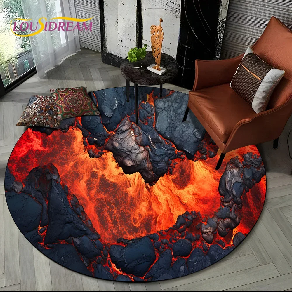 

Lava Round Carpet – Non-Slip Floor Mat for Living Room, Bedroom & Kids' Area, Sofa Decor or Gift Idea