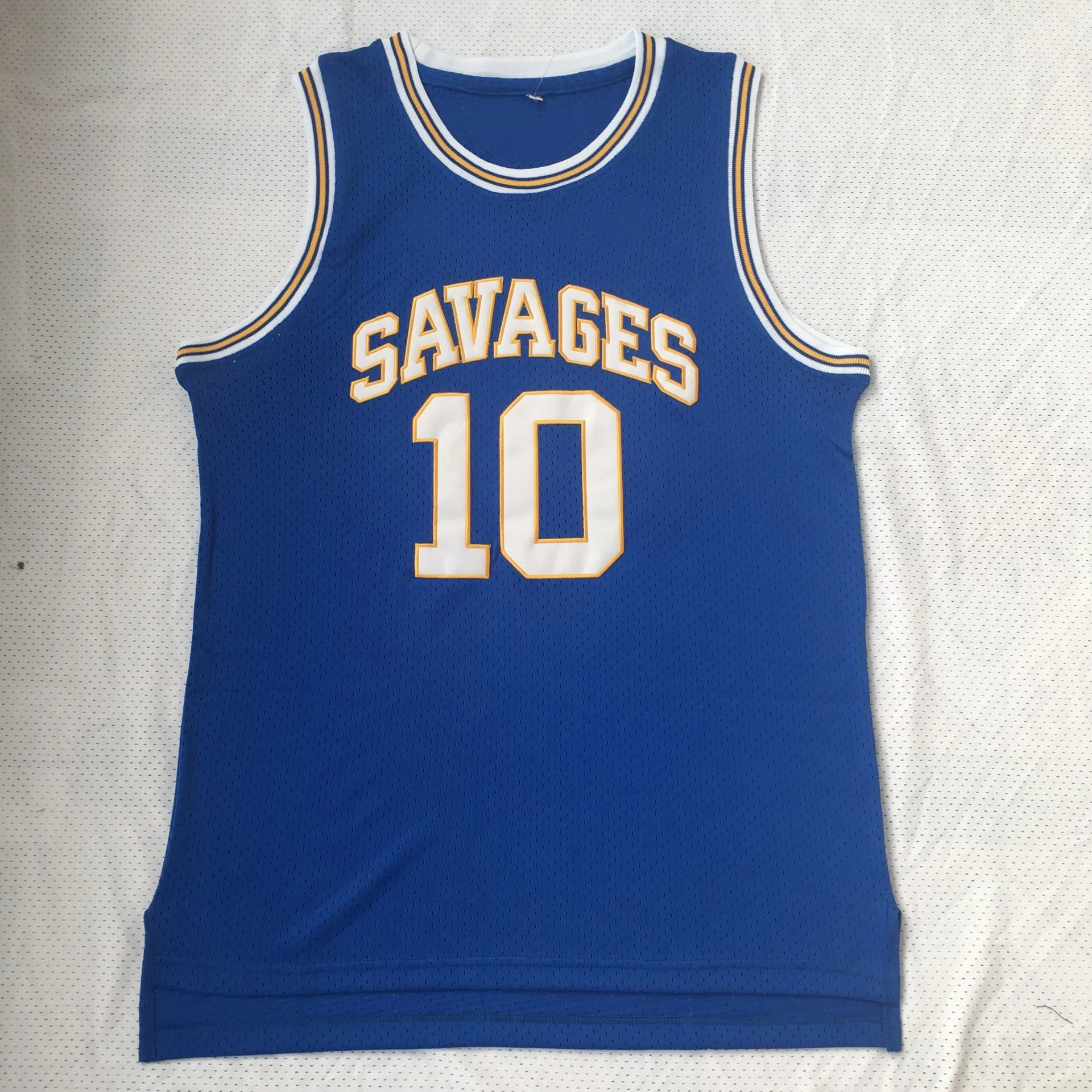 Retro Baskeall orm Vest Embroidered Universi Logo Blue White een Faionable Personalized Sports Fan Apparel