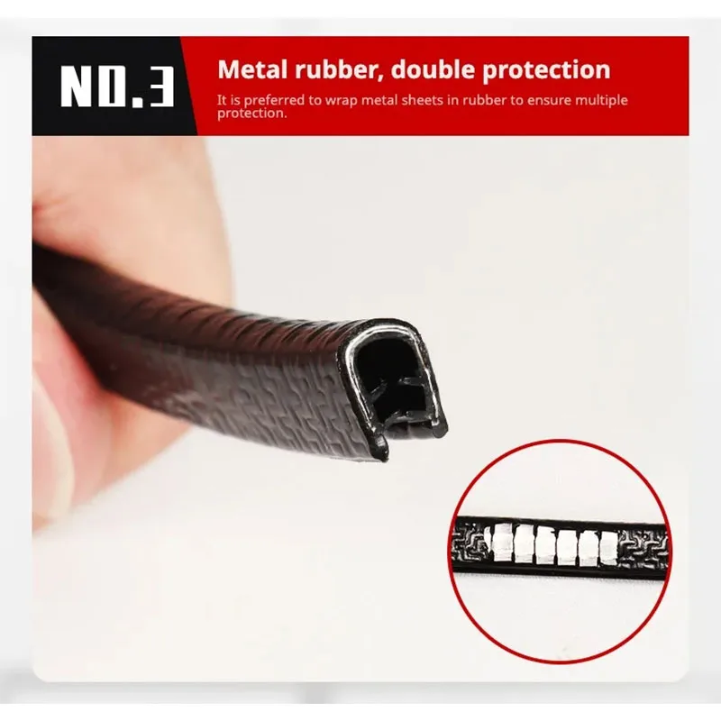 5m Car Door Bumper U Shaped Decorative Strip Anti Scratch Anti Scratch Body Door Edge Sealing Strip Protection Sticker