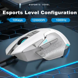 Wired Game Mouse 12000 DPI Adjustable Macro Programming RGB Backlight Ergonomics Design Fire Key E-sport Mause Gaming PC Mice