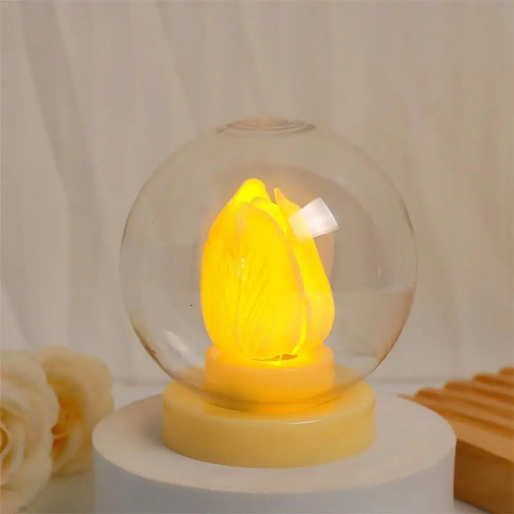 Simulation Bouquet Small Night Light Bonsai Fake Flower Home Desk Ornament Tulip Simulation Bouquet Night Light Decoration