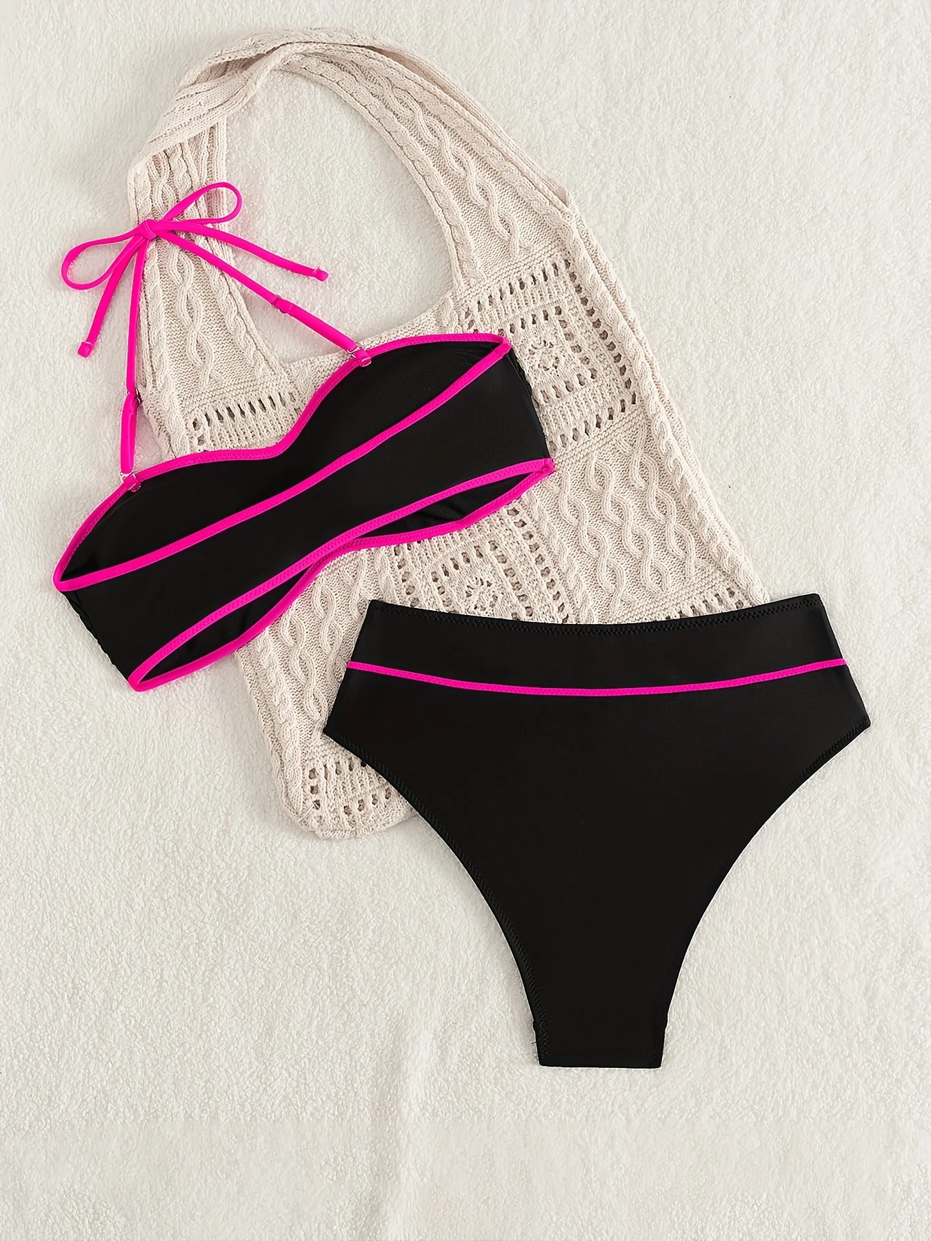 ZTVitality Patchwork Women Swimsuit Sexy Bikini 2025 New Arrival Halter High Waist Padded Bra Swimwear Summer Beachwear Biquini