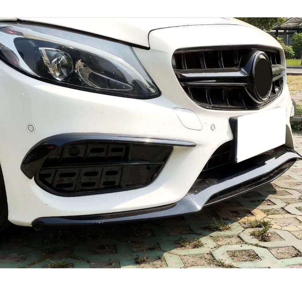 

For MERCEDES-BENZ C CLASS W205 C205 Black Bumper S205 C43 AMG C250D 2015 2016 2017 2018 FRONT LIP SPLITTER Bumpers Surround