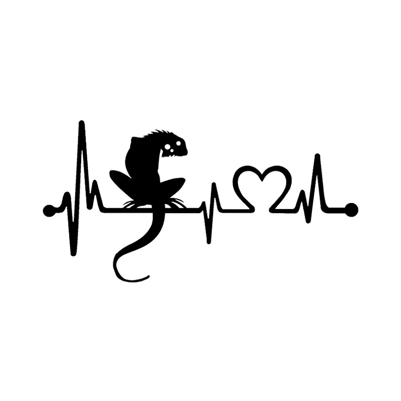 

Car Sticker Funny Little Animal Lizard Heartbeat Car Decoration Decal Ideas Apply To All Models Black/white, 15cm * 8cm