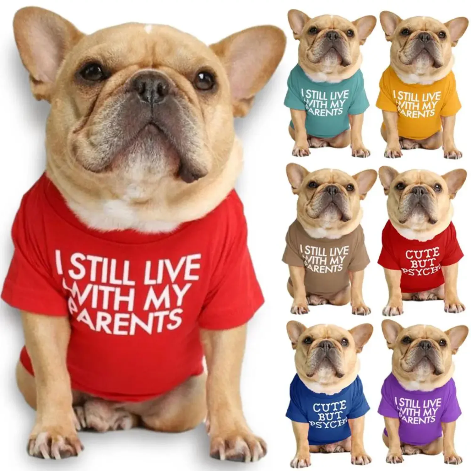 Summer/Spring Dog Clothes Quality Breathable Pet Clothing Soft Letters Printed French Bulldog Clothes  Small Dogs T-shirt