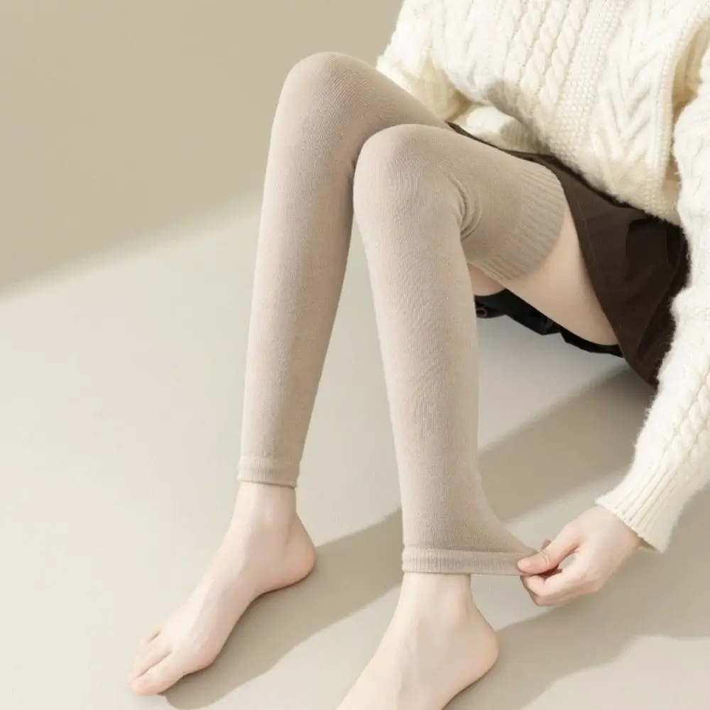 Soft Thickened Warm Long Socks Windproof Coldproof Elastic Knee-High Stockings Leg Protection Leg Sleeves Winter Cycling