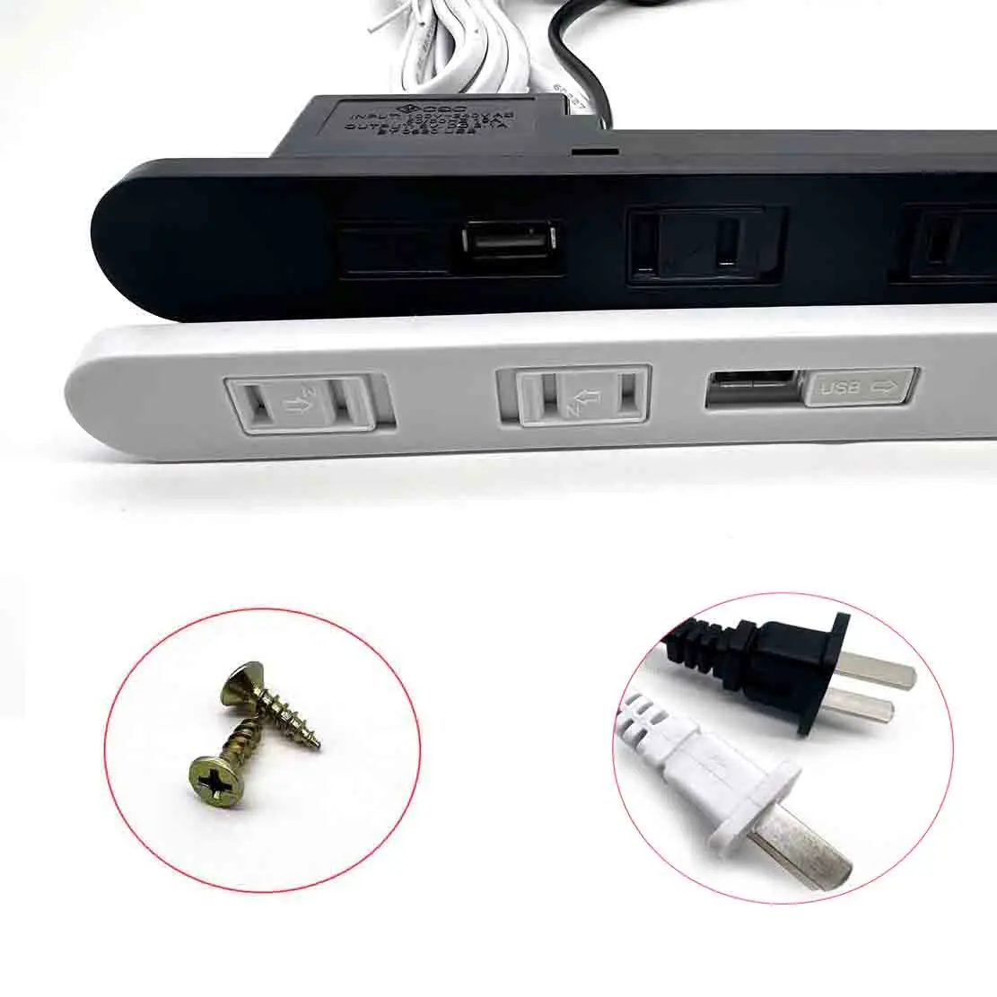 

10A US Hidden Table Socket 1 USB 2 Outlet Surface Mountable Recessed Furniture Sofa Charger Power Strip Embedded UL Desk Socket