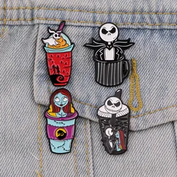 Nightmare Before Christmas Enamel Pin Skull Brooches for Women Lapel Pins Badges on Backpack Clothing Accessories Jewelry Gifts