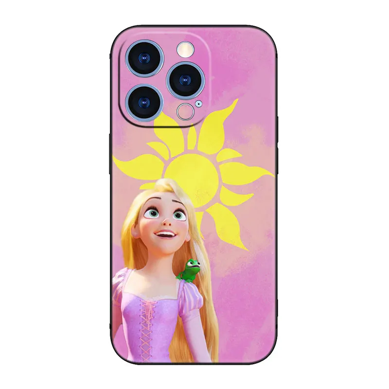 Disney Tangled Rapunzel Phone Case For Apple iPhone 14 13 12 Mini 11 Pro XR X XS MAX 6S 7 8 Plus 5S SE 2020 2022 Black Cover