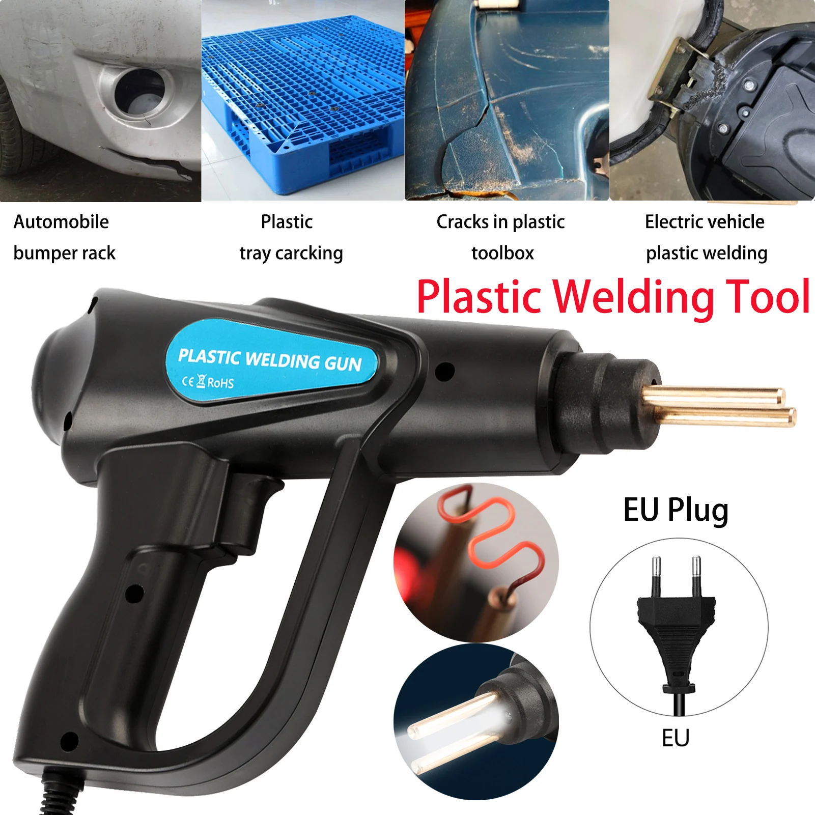 70W Plastic Welding Machine Hot Stapler Pvc Welder Heat Gun Workshop Garage Tools Car Plastic Bumper Soldering Iron Repair Kit