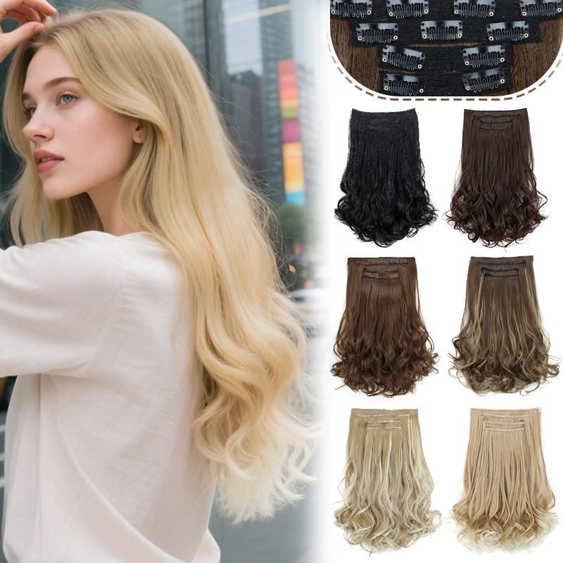 

Synthetic Hair Extensions | Elegant Pear Curl Long Wig Piece | Large Curly Clip-in Extensions For Women Daily Party Use