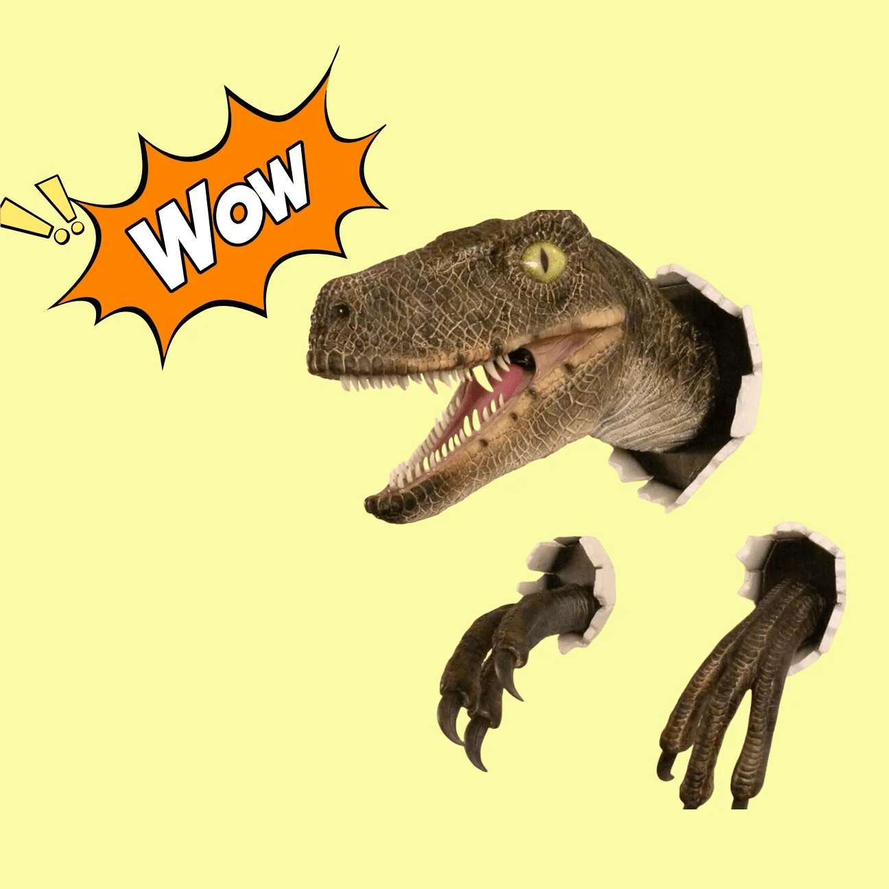 

2025 New Dinosaur Ornament, Broken Wall Velociraptor Three-piece Set, Resin Ornament, Wall Atmosphere Decoration Props