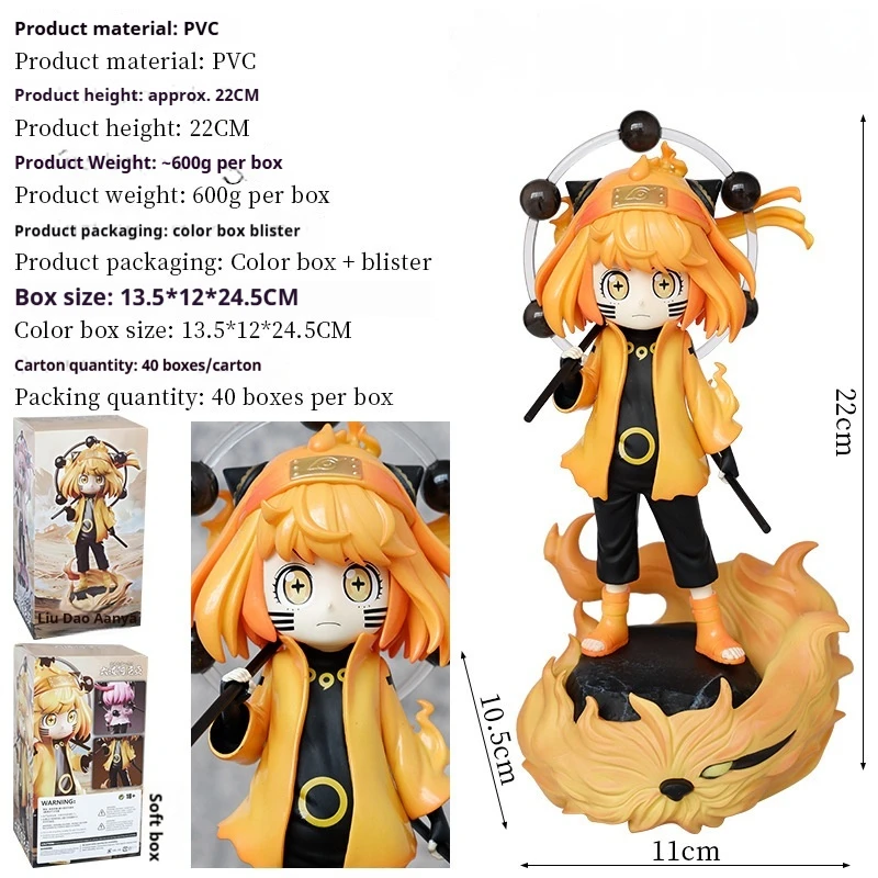 Figura de Anime de Anya Forger Six Paths, Estatua de PVC de 22 cm, Base Kurama, Decoración de Escritorio para Fans de Spy X Family y Naruto