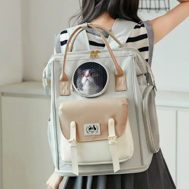 

pet backpack for cats and small dogs breathable mesh design Pet travel backpack Airline Approved front carrier bag with cushion