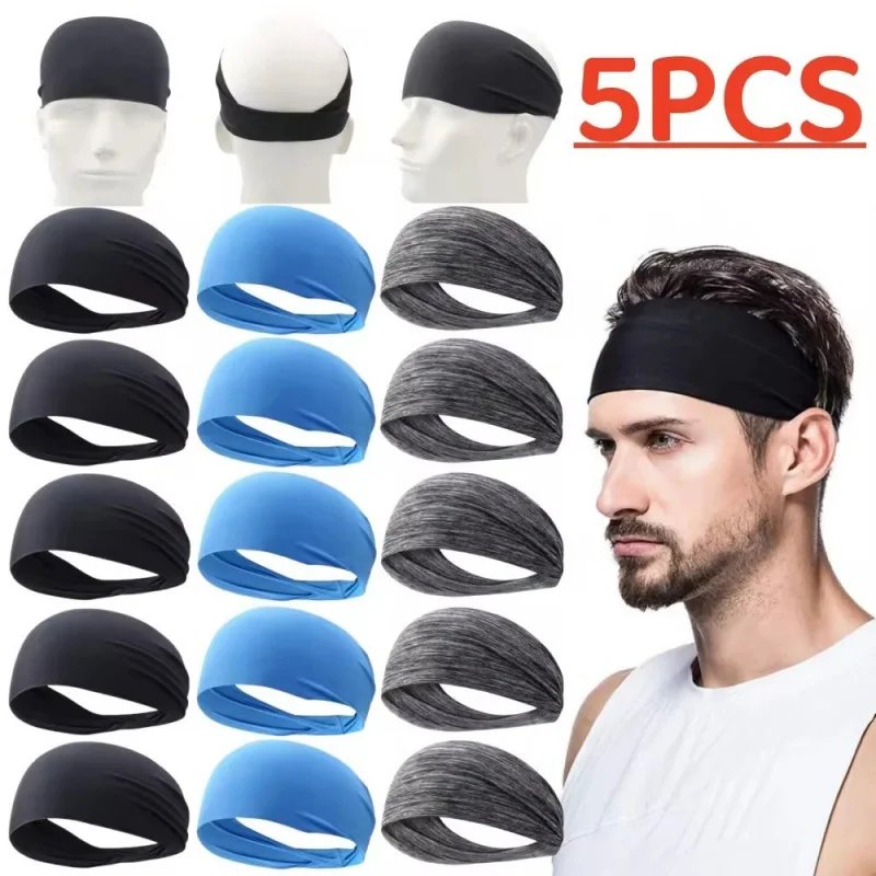 

1/3/4/5pcs Elastic Sports Headbands Sweat Absorption Headdress Quick Dry Workout Headband Anti-slip Breathable Sweatbands