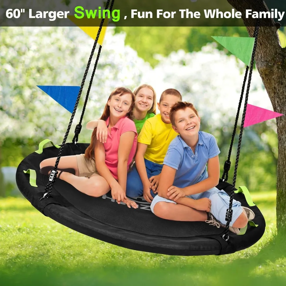 Tree Swing, 48 or 60 inch Swing for Whole Family, 900lbs Weight Capacity, w/Adjustable Hanging Straps, for Outdoor Backyard