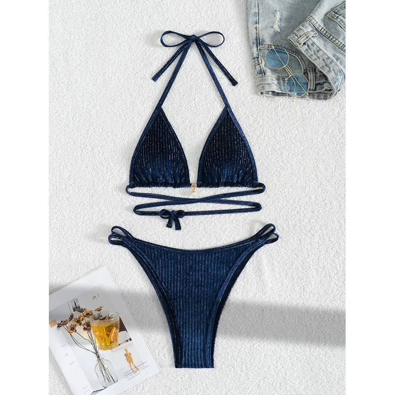 

Сексуальное микро бикини 2025, женский купальник, темно-синий купальник, женские стринги, комплект бикини, купальный костюм, бразильское бикини