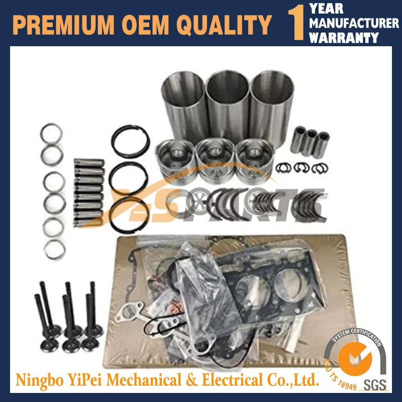 

3TNE74 Комплект для капитального ремонта с комплектом прокладок Комплект подшипников двигателя для двигателя Yanmar 3D74 3D74E для THERMO KING TK 3,95