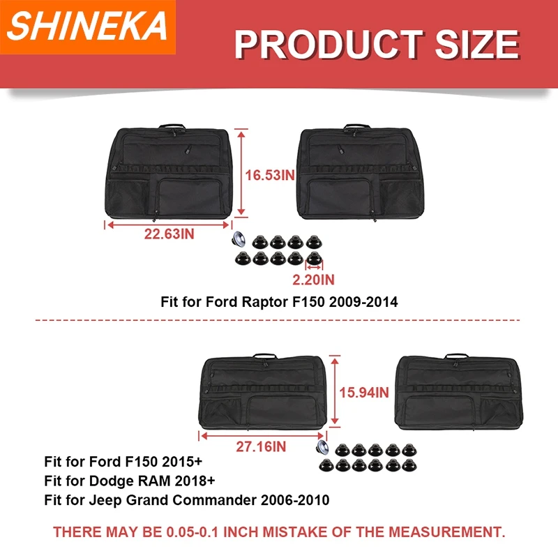 SHINEKA Car Rear Window Multi-function Storage Bag For Jeep Grand Commander 2006-2010 For Dodge RAM 2018+ For Ford F150 2015+