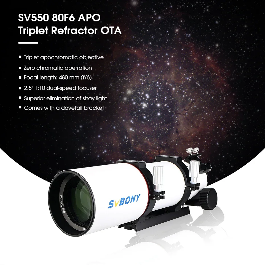 Svbony SV550 80mm APO Astronomisches Teleskop Refraktor OTA Set für Sonnenbeobachtung, Tiefenbeobachtung, Astrophotografie und Visuelle Beobachtung – Detail 29