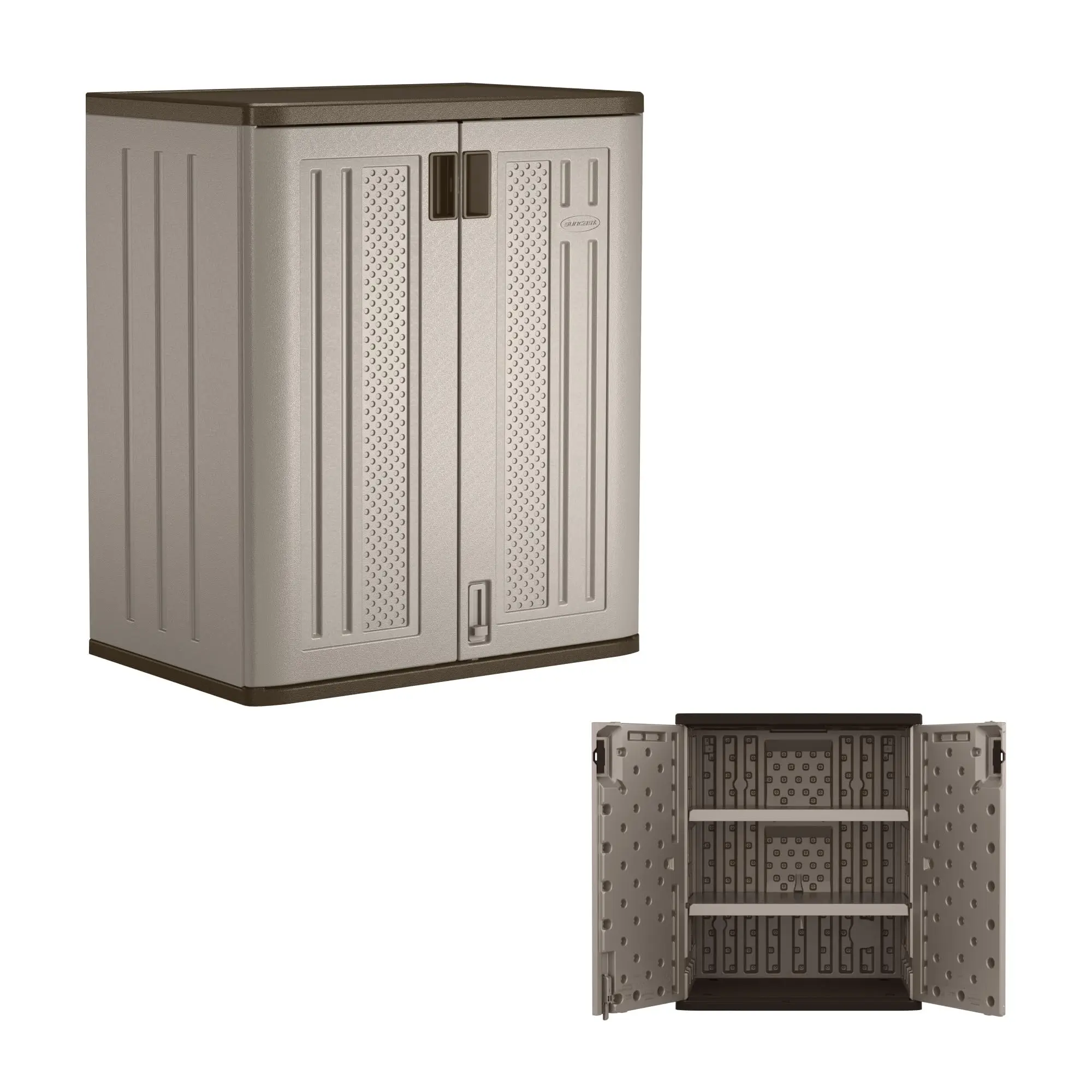 9 Cu Ft Base Storage Cabinet, Lockable 2-Shelf Organizer, Platinum