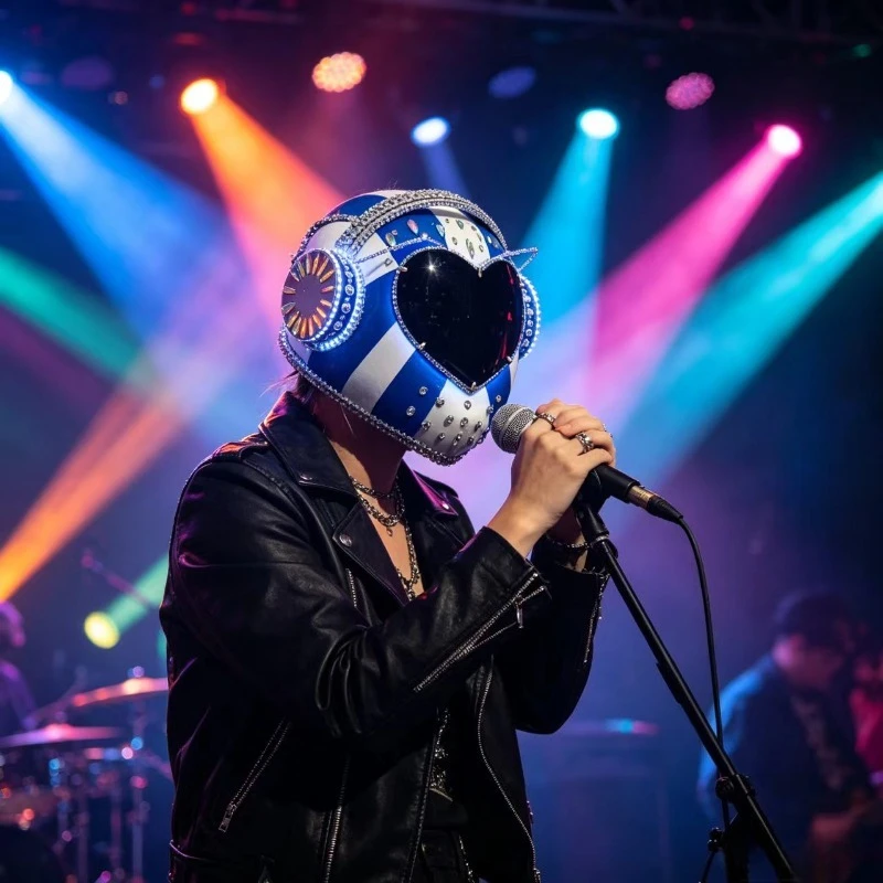 Led Punk Technology Rhinestone Mask Singer Dancer Stage Performance Helmet Party Nightclub Dj Bar Masks Halloween Cosplay Props
