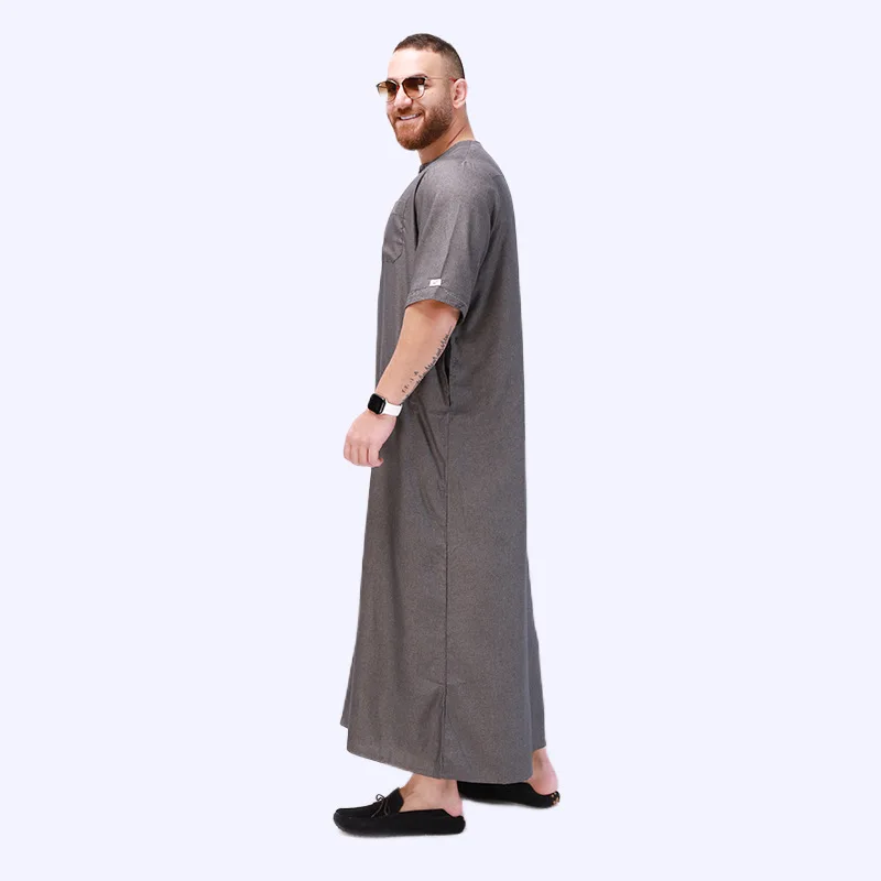 Jubba Thobe muçulmano para homens, túnica elegante, vestido tradicional islâmico, caftan masculino, roupas masculinas, Kaftan Abaya, Arábia Saudita